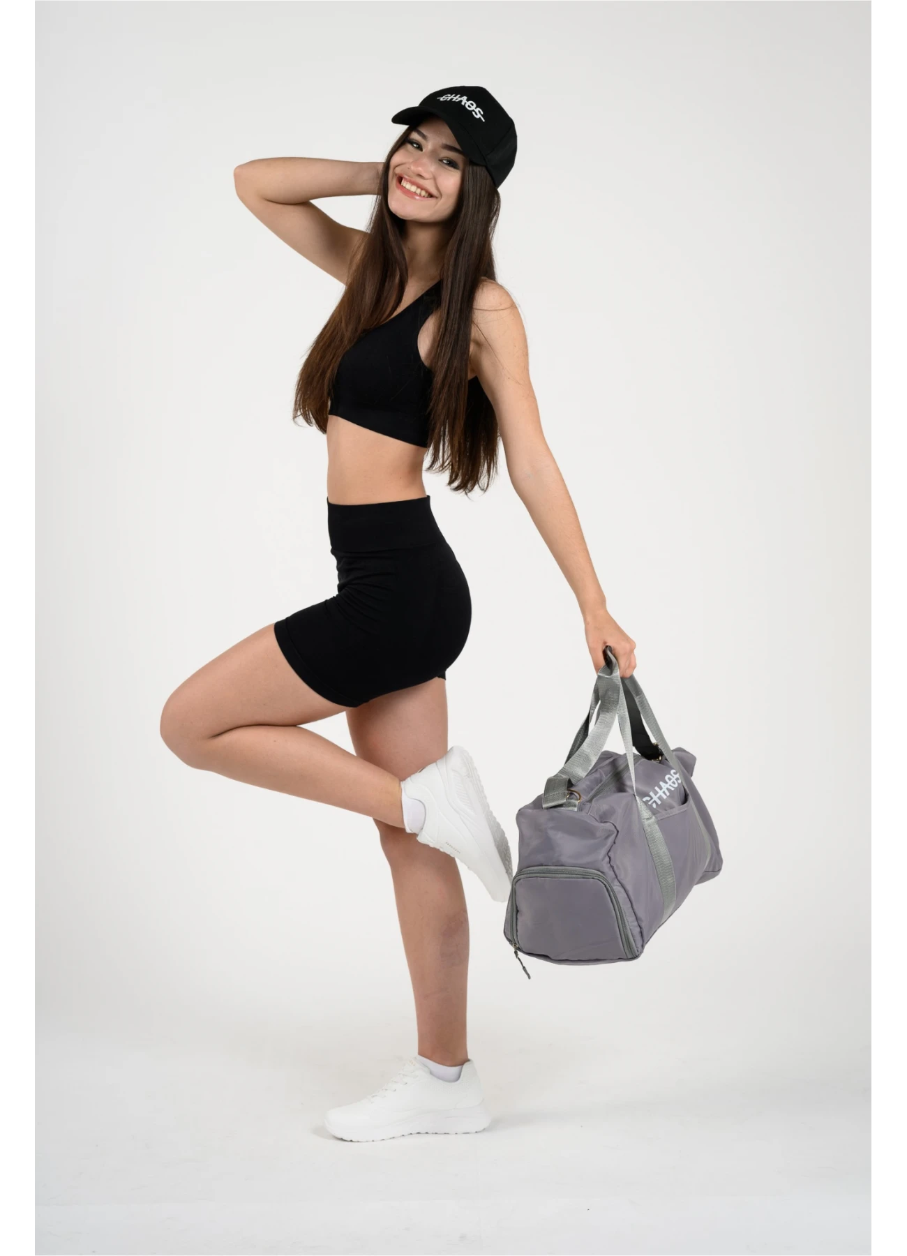 črna športna kapa CHAOS, ženska športna kapa z logotipom, baseball kapa za trening